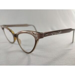 Vintage SRO Styl-Rite Optical Cat Eye Glasses Rose Gold Aluminum Engraved USA